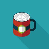 coffee latte art flat icon with long shadow eps10 N8