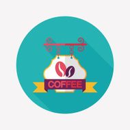 Coffee shop signs flat icon with long shadow eps10 N6