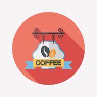 Coffee shop signs flat icon with long shadow eps10 N7