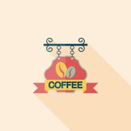 Coffee shop signs flat icon with long shadow eps10 N8
