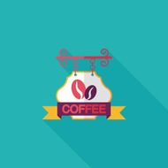 Coffee shop signs flat icon with long shadow eps10 N9