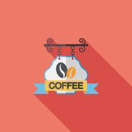 Coffee shop signs flat icon with long shadow eps10 N10