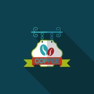 Coffee shop signs flat icon with long shadow eps10 N11