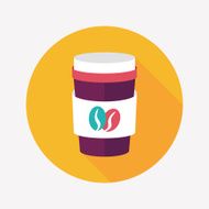 takeaway coffee flat icon with long shadow eps10 N26