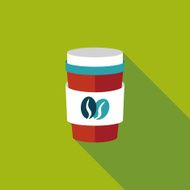 takeaway coffee flat icon with long shadow eps10 N32