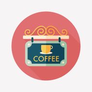 Coffee shop signs flat icon with long shadow eps10 N12