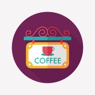 Coffee shop signs flat icon with long shadow eps10 N13