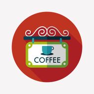 Coffee shop signs flat icon with long shadow eps10 N15