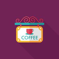 Coffee shop signs flat icon with long shadow eps10 N17