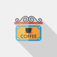 Coffee shop signs flat icon with long shadow eps10 N18