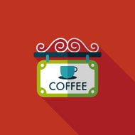 Coffee shop signs flat icon with long shadow eps10 N19