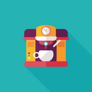 coffee machine flat icon with long shadow eps10 N13