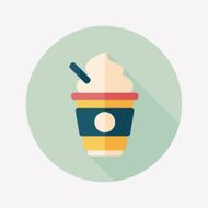 hot milk cream coffee flat icon with long shadow eps10 N3