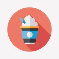 hot milk cream coffee flat icon with long shadow eps10 N4