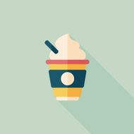 hot milk cream coffee flat icon with long shadow eps10 N5