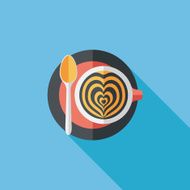 coffee latte art flat icon with long shadow eps10 N9