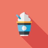 hot milk cream coffee flat icon with long shadow eps10 N6