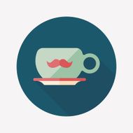 mustache coffee cup flat icon with long shadow eps10