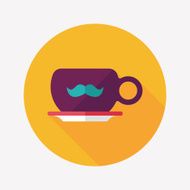 mustache coffee cup flat icon with long shadow eps10 N2