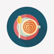 coffee latte art flat icon with long shadow eps10 N10