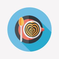 coffee latte art flat icon with long shadow eps10 N13