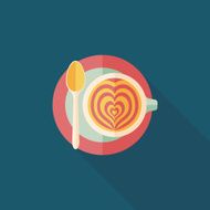 coffee latte art flat icon with long shadow eps10 N14