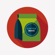 coffee bean flat icon with long shadow eps10 N30