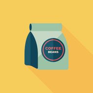 coffee bean flat icon with long shadow eps10 N31