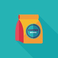 coffee bean flat icon with long shadow eps10 N32
