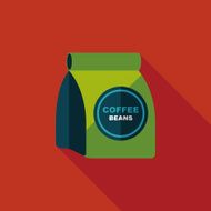 coffee bean flat icon with long shadow eps10 N33