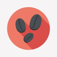 coffee bean flat icon with long shadow eps10 N45