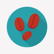 coffee bean flat icon with long shadow eps10 N46