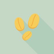 coffee bean flat icon with long shadow eps10 N47
