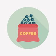 coffee bean flat icon with long shadow eps10 N48