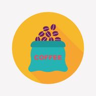 coffee bean flat icon with long shadow eps10 N49
