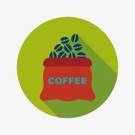 coffee bean flat icon with long shadow eps10 N50