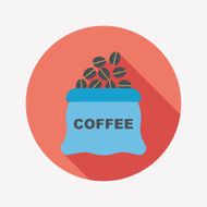 coffee bean flat icon with long shadow eps10 N51