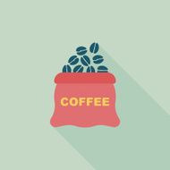 coffee bean flat icon with long shadow eps10 N52