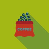 coffee bean flat icon with long shadow eps10 N54