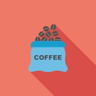 coffee bean flat icon with long shadow eps10 N55