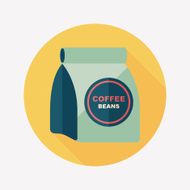 coffee bean flat icon with long shadow eps10 N56