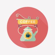 Coffee shop signs flat icon with long shadow eps10 N20