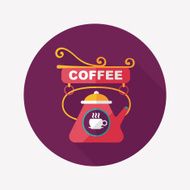 Coffee shop signs flat icon with long shadow eps10 N21