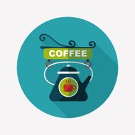 Coffee shop signs flat icon with long shadow eps10 N22