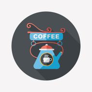 Coffee shop signs flat icon with long shadow eps10 N23