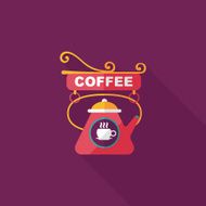 Coffee shop signs flat icon with long shadow eps10 N24