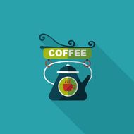 Coffee shop signs flat icon with long shadow eps10 N25