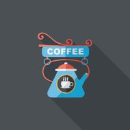 Coffee shop signs flat icon with long shadow eps10 N26