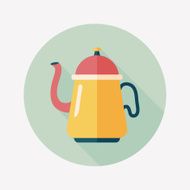 coffee kettle flat icon with long shadow eps10 N14
