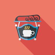 Coffee shop signs flat icon with long shadow eps10 N39